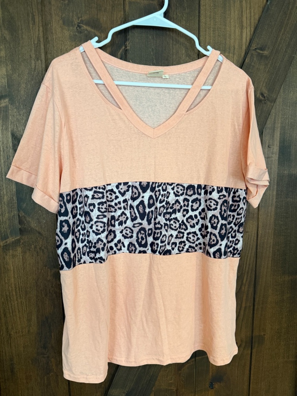 Grace & Emma Peach and leopard shirt